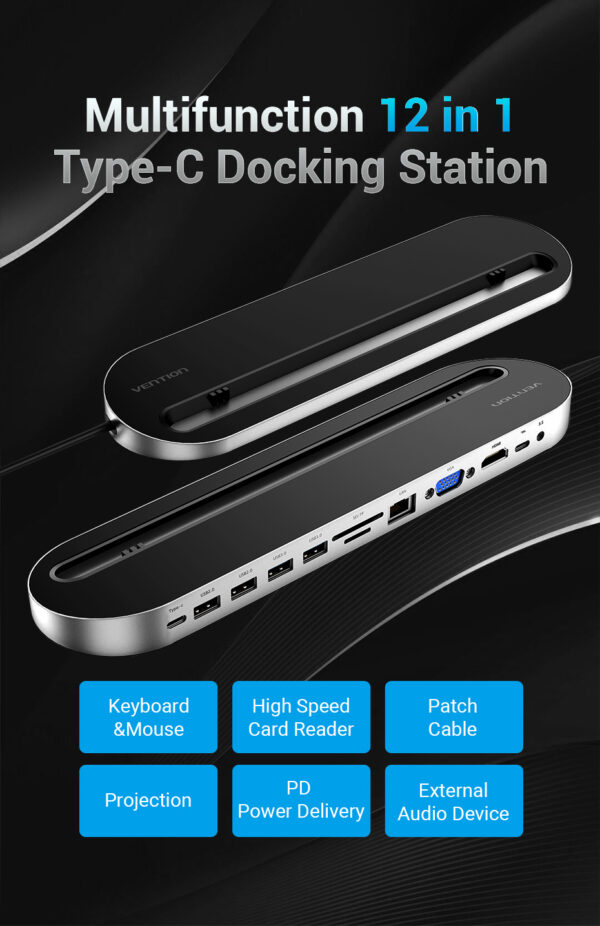 Vention Multi-function 12-in-1 USB-C Docking Station - Image 5