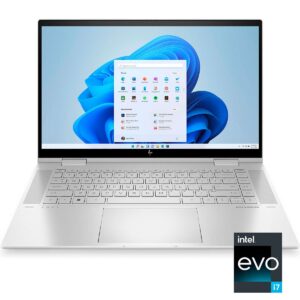 HP ENVY x360 15-ew0023dx with Intel Core i7 12th Gen, 16GB RAM, 512GB SSD, and 15.6-inch FHD multi-touch display.