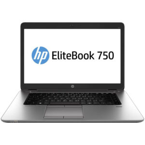 Front view of the HP EliteBook 750 G1 with Intel Core i5 4th Gen, 8GB RAM, 500GB HDD, and 15.6-inch HD display.