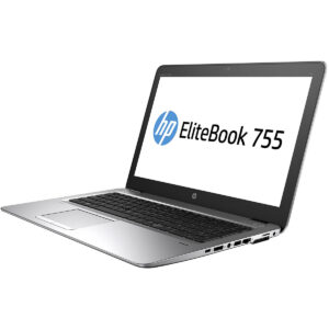 HP EliteBook 755 G4 with AMD A10-8730B APU, 8GB RAM, 128GB SSD, and 15.6-inch HD display.