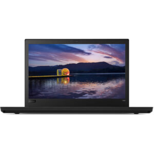 Front view of the Lenovo ThinkPad T480 Corei5 showcasing its sleek design, robust build, Core i5 processor, 256GB SSD, and 14-inch HD display.